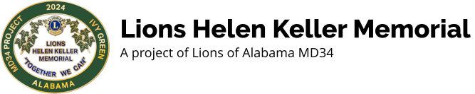 Lions Helen Keller Memorial header